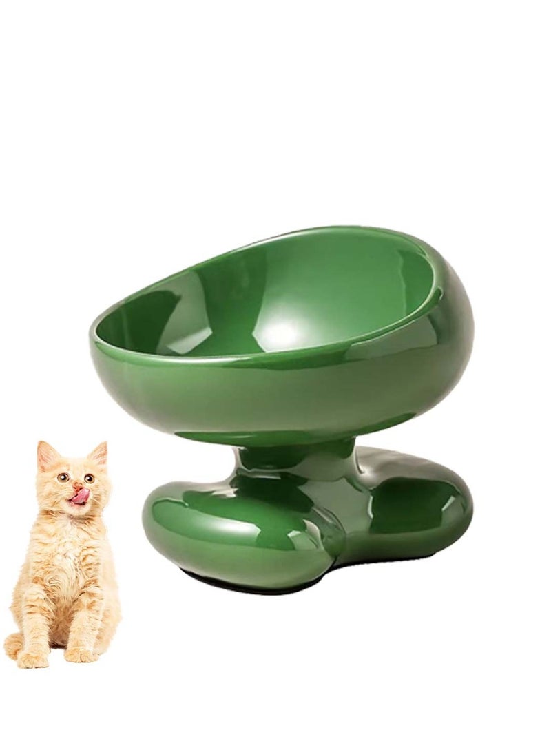 نايلوك وعاء طعام قطط مصنوع من السيراميك، مع جدار رأسي مائل بزاوية 15 درجة لتسهيل استخدامه، وتصميم منحني مضاد للتسرب، مصمم خصيصًا للقطط والكلاب الصغيرة، اللون الأخضر - Image 1